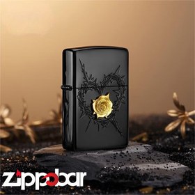 تصویر فندک زیپو اصل طرح رز طلایی-Zippo Golden Rose 