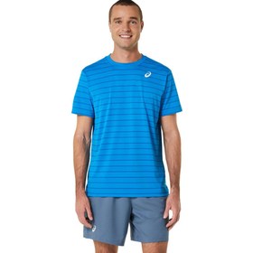 تصویر تی شرت تنیس مردانه اسیکس Asics Court Stripe SS Top- آبی 