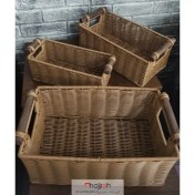 تصویر سبد مستطیلی دسته چوبی حصیری ارغوان بافی کد KG06 