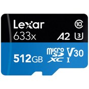 تصویر کارت حافظه‌ microSDXC لکسار lexar 633X کلاس 10 استاندارد UHS-I U3 سرعت ظرفیت 512گیگابایت 