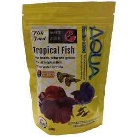 تصویر غذای ماهی آکوا مدل tropical fish وزن 100 گرم Tropical Fish Food 100grams Aqua