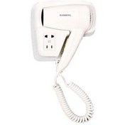تصویر سشوار هتلی برند هایشن (HYSHIN )مدل H222 در دورنگ سفید و مشکی سیم پیچ فنری 1300 وات HYSHIN brand hotel hair dryer, model H222, in two colors, white and black, spring coil, 1300 watts