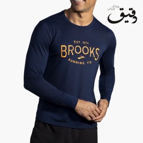 تصویر بلوز ورزشی مردانه بروکس Brooks Distance Long Sleeve سرمه ای Brooks Distance Long Sleeve