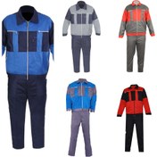 تصویر لباس کار دو تیکه سیلوری مدل مهندسی طوسی قرمز 