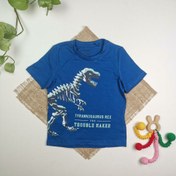 تصویر تیشرت نوزادی پسرانه آستین کوتاه برند لوپیلو طرح دایناسور آبی تیره رنگ 