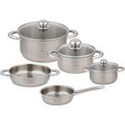 تصویر سرویس قابلمه پارس استیل کف سه لایه (8 پارچه) Parssteel Metal-Handle Cookware-Set 8 Pcs