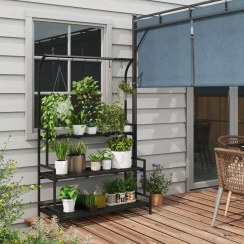 تصویر استند گلدان فلزی سه طبقه مشکی مدل پارسیان 