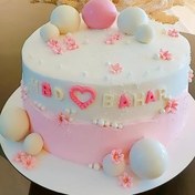 تصویر کیک تولد خانگی دخترانه ،صورتی،فوندانت،شیک 