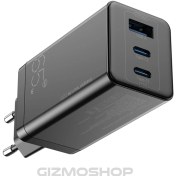 تصویر شارژر دیواری ۶۵ وات ۲ پورت تایپ C و USB-A مشکی 