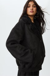 تصویر جاکت گردن کمربندی با زیره خز داخلی - استرادیواریوس - Stradivarius - اورجینال- 978347930 