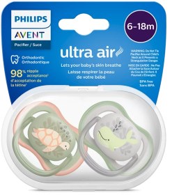 تصویر پستانک ارتودنسی ۶ تا ۱۸ ماه دوتایی فیلیپس اونت PHILIPS AVENT سری UltraAir مدل SCF085/40-1 