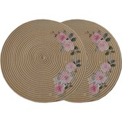 تصویر زیر بشقابی قیطان دوزی شده مدل گل صورتی 