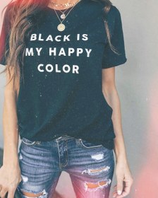 تصویر تیشرت Black is my happy color- تی شرت با طرح مشکی رنگ شاد منه 