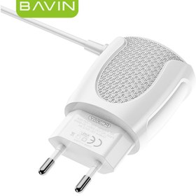 تصویر شارژر دیواری یواس‌بی با کابل تایپ‌سی باوین BAVIN PC365Y 2.4A Dual USB Adapter Charger 