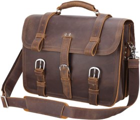 Polare 18 Full Grain Leather Laptop Briefcase For Men Vintage Busines