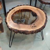 تصویر میزجلومبلی و عسلی چوبی مدل روستیک چوب گردو Wooden table and honey