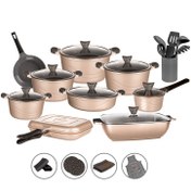 تصویر سرویس 30 پارچه اوشن (گرانیت) - درب پیرکس T جدید Candid Ocean Cookware Set of 30 new