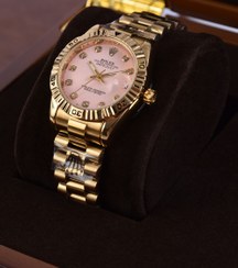 تصویر ساعت زنانه رولکس صورتی مدل دیت جاست کد35 