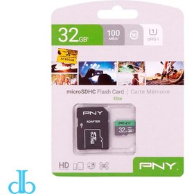 تصویر رم PNY C10 MICRO 32G ا کارت حافظه Micro SD PNY Elite 32GB MicroSDHC Memory With Adapter