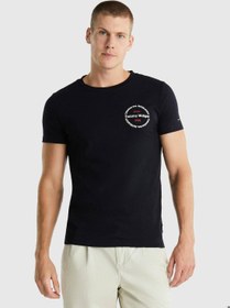 تصویر تیشرت مردانه هیلfiger با لوگوی گرد - از جنس پنبه، آبی برند Tommy Hilfiger Men's Hilfiger Roundel Logo T-Shirt - Cotton, Blue