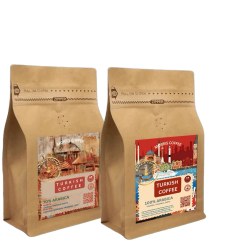 تصویر قهوه ترک دو بسته ای 70 و 100 درصد عربیکا 