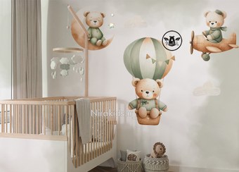 تصویر کاغذ دیواری پوستری طرح تدی بالن سوار 