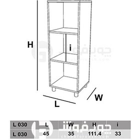 تصویر کتابخانه سه طبقه چوبی مدل L030 