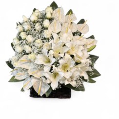 تصویر سبد گل رسمی سفید 