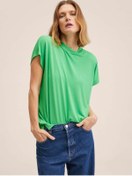 تصویر تی شرت آستین کوتاه زنانه سبز برند mango 27007793 ا Sırtı V Kesimli Tişört Sırtı V Kesimli Tişört