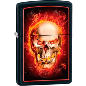 تصویر زیپو کد Black Matte Burning Skull Lighter 28307 