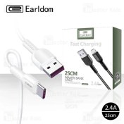 تصویر کابل Type C ارلدام Earldom EC-085C 2.4A Cable طول 25 سانتی متر 