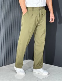 تصویر شلوار نیم بگ مازراتی مردانه رنگ سبز و مشکی 