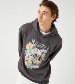 تصویر هودی بزرگ با طرح جمجمه برند Koton Oversized Hoodie Skull Printed