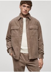 تصویر کت و شلوار کدری نخی با جیب - مردانه مانگو - MANGO Man - اورجینال- 884972962 