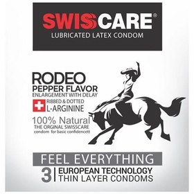 تصویر کاندوم مدل (Rodeo Pepper Flavor) Swisscare بسته 3 عددی 