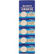 تصویر باتری سکه ای سونی مدل CR2016 بسته ۵ عددی 