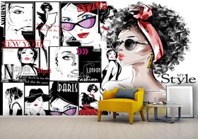 تصویر کاغذ دیواری سه بعدی فانتزی برای مزون لباس فروشی زنانه WA-1858 