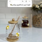 تصویر عسلخوری پیرکس زنبوردار همراه قاشق وزیره بامبو 