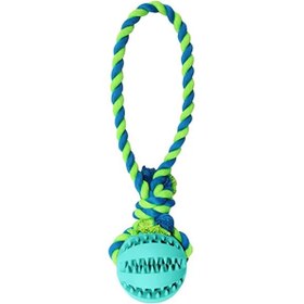 تصویر اسباب بازی توپ پلاستیکی طناب دار سگ 