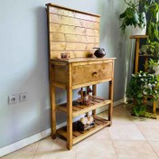 تصویر میز کافی بار خانگی چوبی روستیک دکور مدل کنسول بار Wooden console