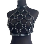 تصویر هارنس فانتزی بالاتنه چرم مصنوعی قابل استفاده روی لباس زنانه اورجینال وارداتی کد 4302 Harness