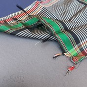 تصویر دستمال یزدی ابریشمی راه راه نقره ای سایز بزرگ 