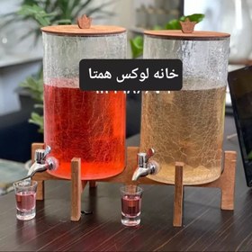 تصویر کلمن دوقلو شیشه آبگز استوانه ای کلمن شیشه ای دوقلو کلمن شربت دوقلو 