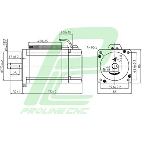 تصویر استپ موتور انکودردار 120 کیلوگرم بر سانتی متر نما 34 برند لیدشاین مدل 86CM120-BZ StepperMotor Leadshine 86CM120-BZ