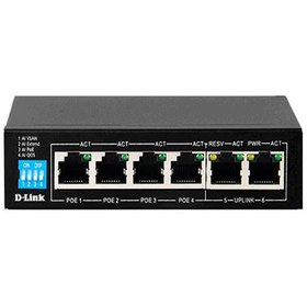 تصویر سوئیچ 6 پورت دی لینک مدل DES-F1006P-E D-Link DES-F1006P-E 6 Port  PoE Switch