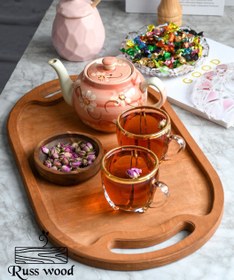 تصویر سینی چوبی بیضی 