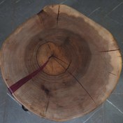 تصویر میز عسلی چوب گردو و رزین قطر 50 