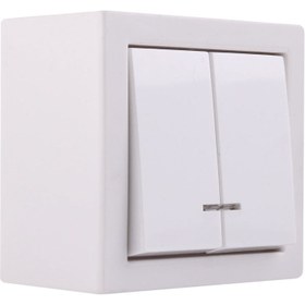 تصویر کلید دوپل روکار جهان الکتریک کارن Two Gang Switch Jahan Electric Karen