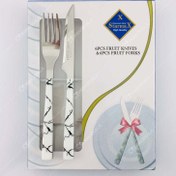 تصویر کارد و چنگال میوه خوری استار مکس مدل ماربل پلاستیکی 