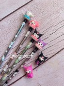 تصویر سر مدادی سانریو مدل کرومی مشکی و بنفش و ملودی و سینامورول 